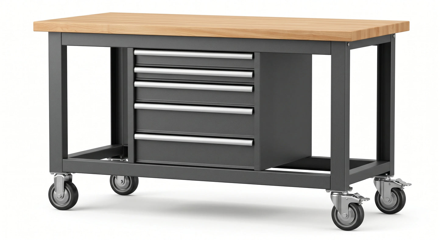 Hardwood Elite Rolling Project Station