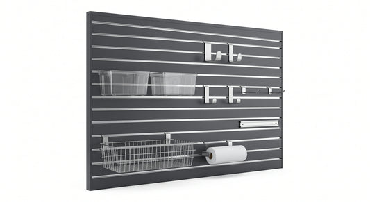 Complete 8x8 ft Slatwall Organization System (Charcoal & Aluminum)